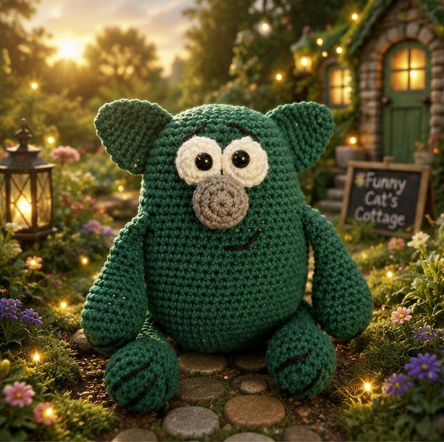 Green Funny Cat