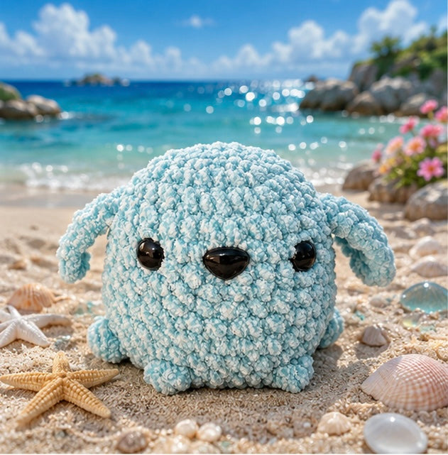 Lite Blue/White Crochet Dog