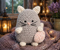 Grey Cat with Sausage
