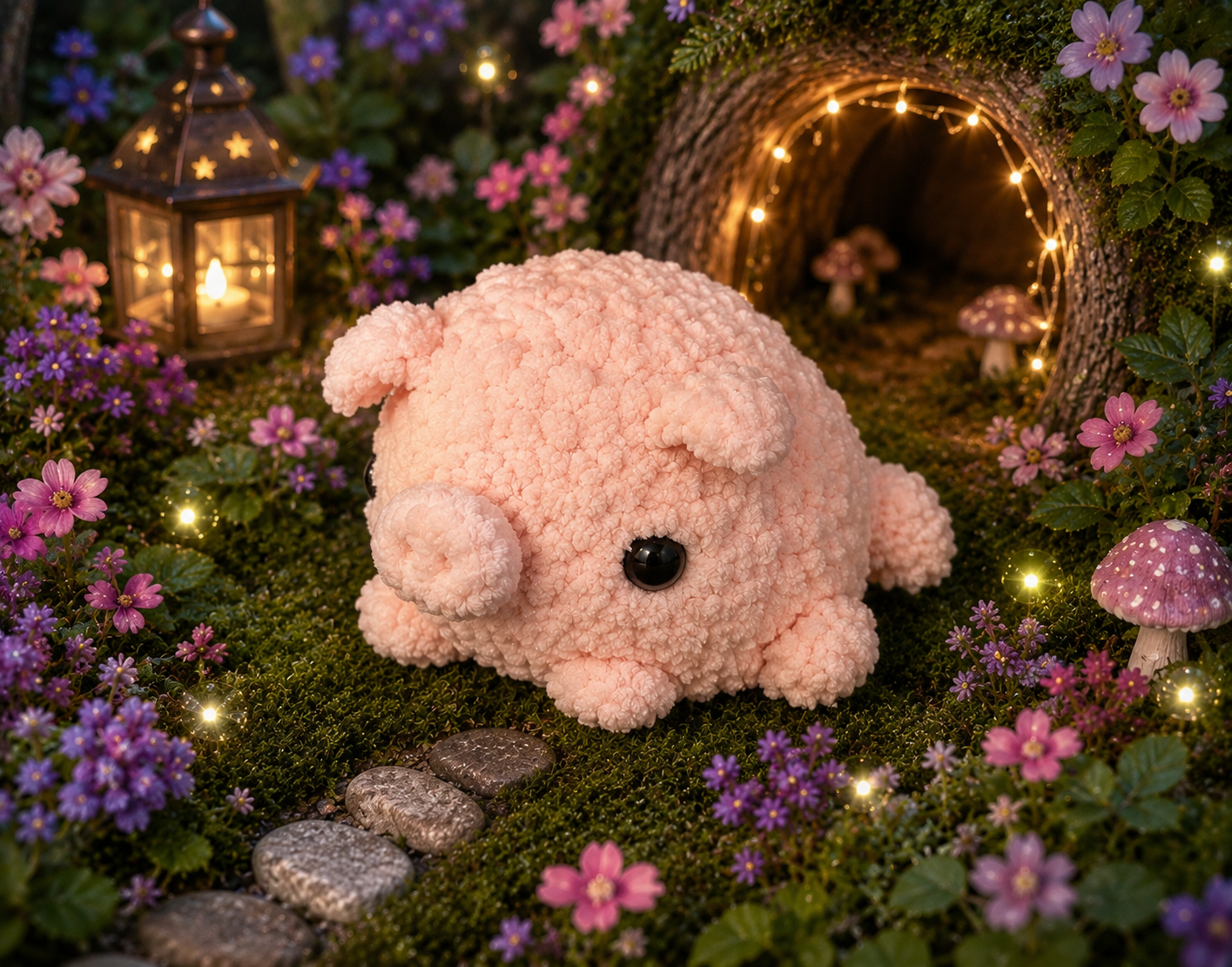 Pink Crochet Pig