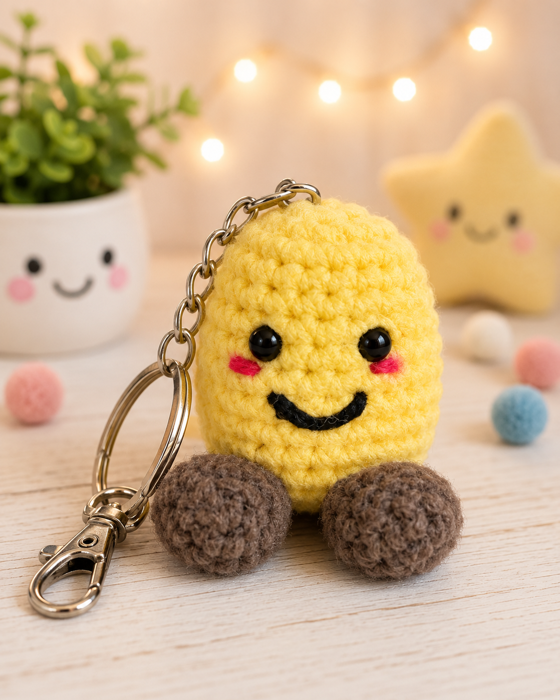 Crochet Marshmallow Keychain